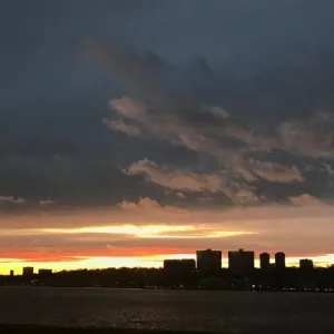 Sunset sky seen through a car window, inspiration for Look Up