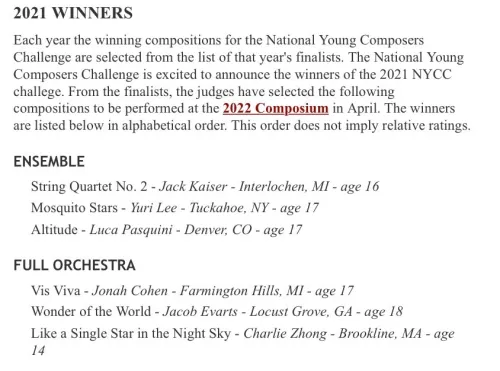 National Young Composers Challenge 2021 Winners 3 &mdash; National Young Composers Challenge Winner!